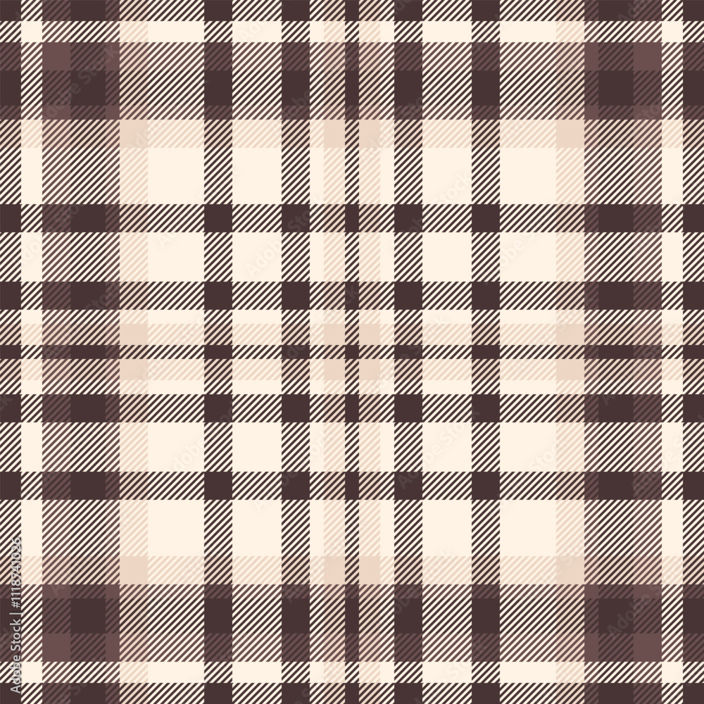 Formal fabric vector texture, curtain tartan background check. Goose seamless textile plaid pattern in old lace and dark colors.