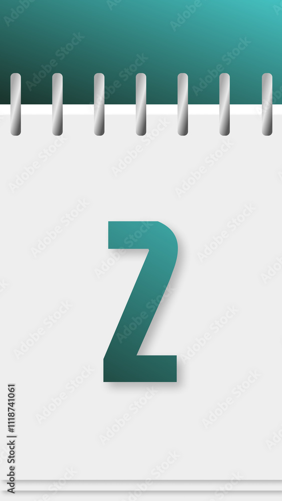 Calendar with days of the year, green top, day 2. Calendar with days of the year, green top, day 2.