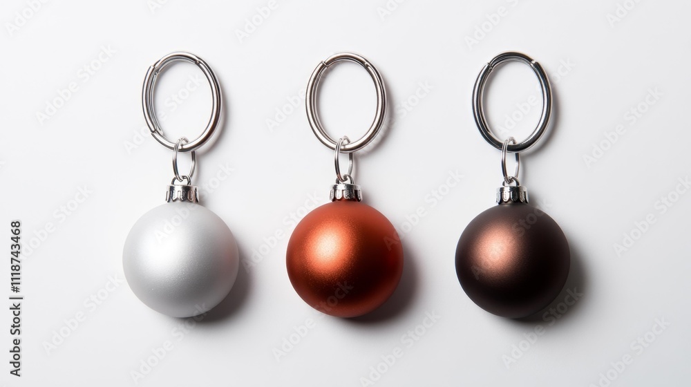 Holiday Keychains Isolated on White. Generative AI Holiday Keychains Isolated on White. Generative AI