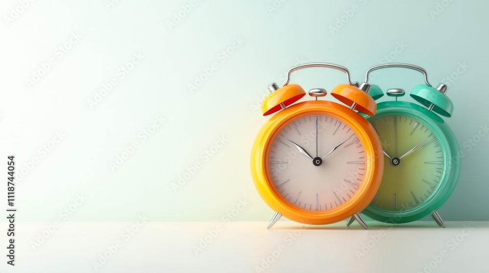 Miniature Clocks Set to Midnight on White Background. Generative AI Miniature Clocks Set to Midnight on White Background. Generative AI