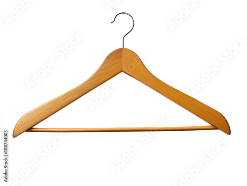 Wooden hanger with smooth shape and single hook for clothes storage in organized spaces photo