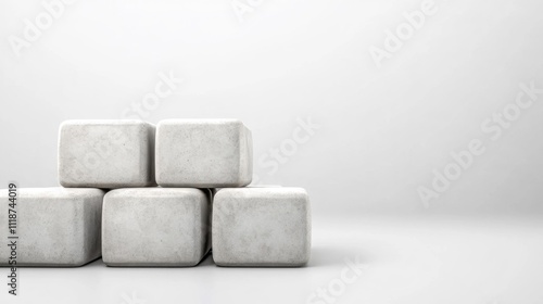 Concrete Blocks Isolated on White Background. Generative AI