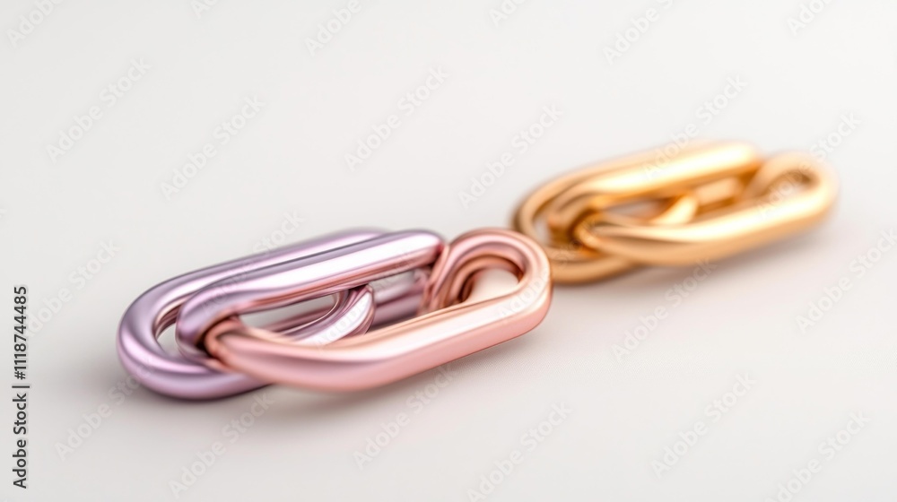 Naklejka premium Metallic Paper Clips Set on White Background. Generative AI