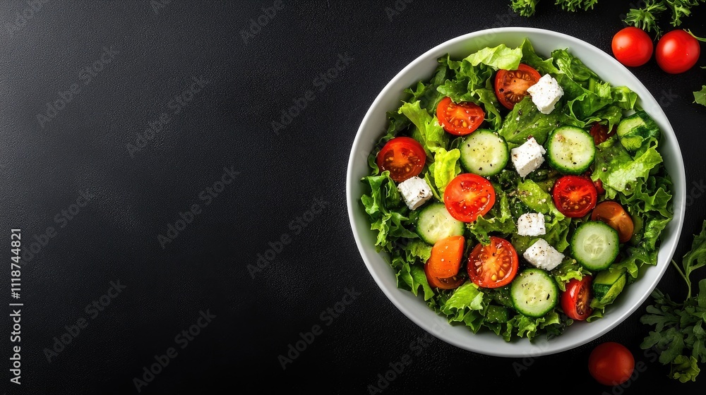 Bright and vibrant verdean salad featuring creamy feta, crisp cucumber slices, and juicy tomatoes served in a white bowl. Perfect for a healthy meal or side dish Bright and vibrant verdean salad featuring creamy feta, crisp cucumber slices, and juicy tomatoes served in a white bowl. Perfect for a healthy meal or side dish