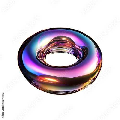 3D shape Holographic liquid blob shapes, Y2K iridescent metallic drops, or colorful bubbles isolated on a transparent background.