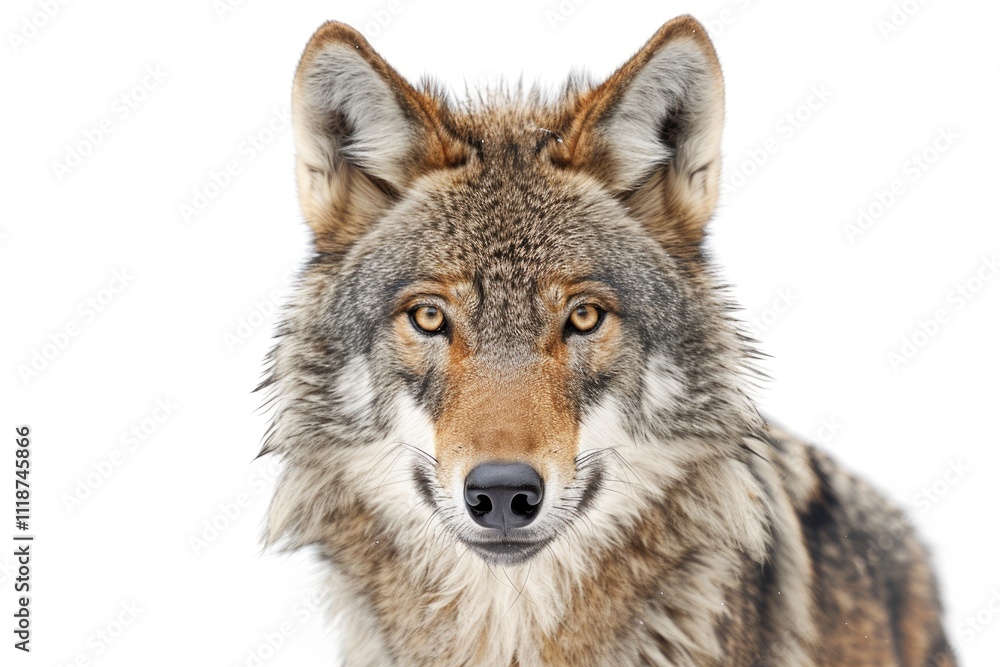 Young wolf staring at its chase. Isolated on white. wolf wolf Young wolf staring at its chase. Isolated on white. wolf wolf