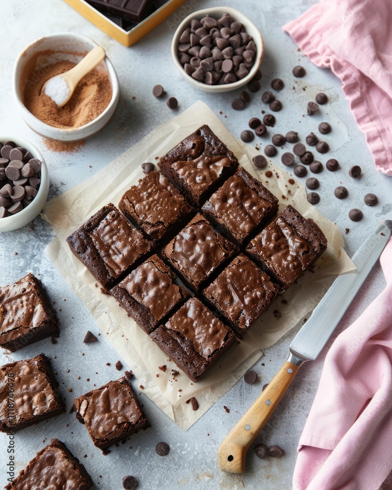 delicious chocolate brownie dessert food background with cake baking ingredient ai generated delicious chocolate brownie dessert food background with cake baking ingredient ai generated