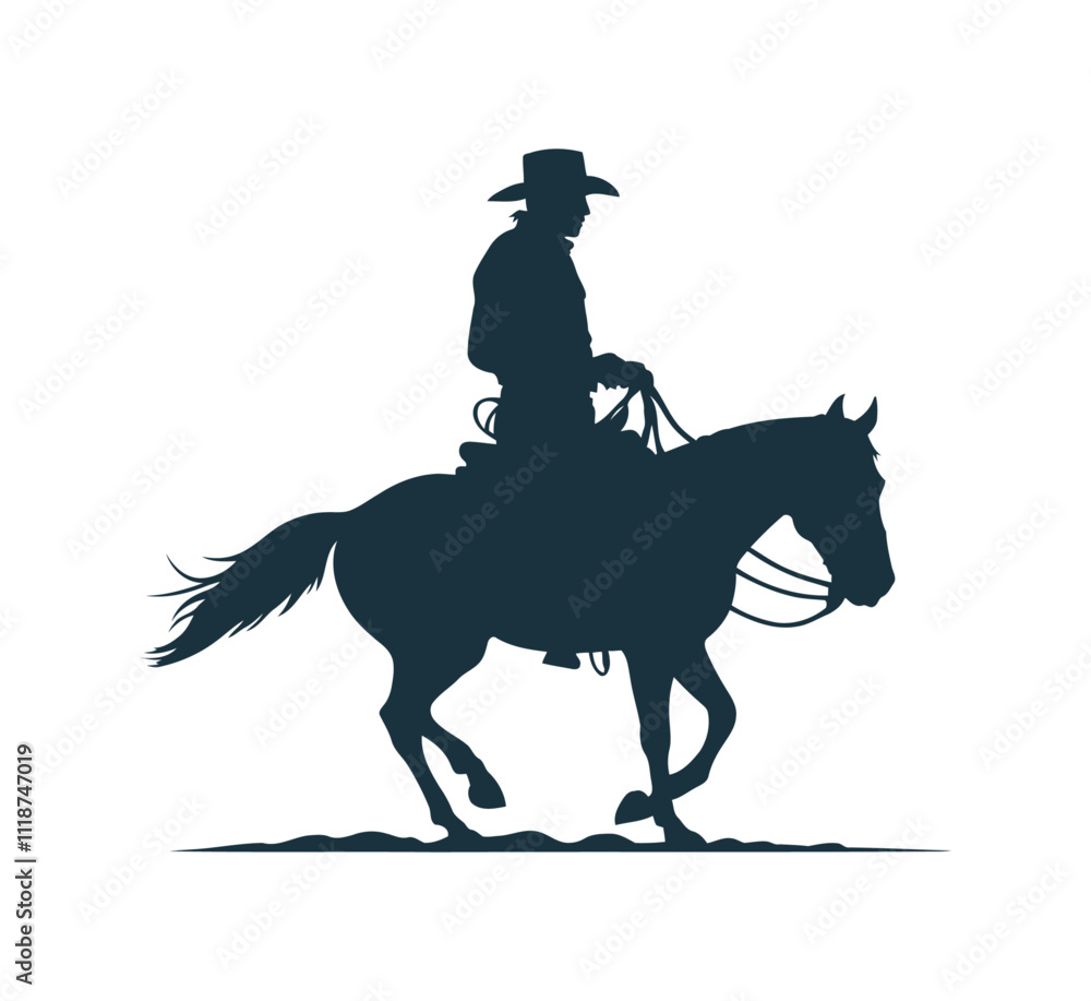 Beautiful Cowboy riding a horse with Lasso Silhouette Vector illustration Beautiful Cowboy riding a horse with Lasso Silhouette Vector illustration