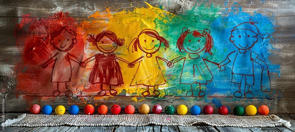 Pastel crayon doodles of children holding hands playing sports laughing together soft colors childlike strokes creating a cheerful and carefree visual providing plenty of room for text or images Pastel crayon doodles of children holding hands playing sports laughing together soft colors childlike strokes creating a cheerful and carefree visual providing plenty of room for text or images