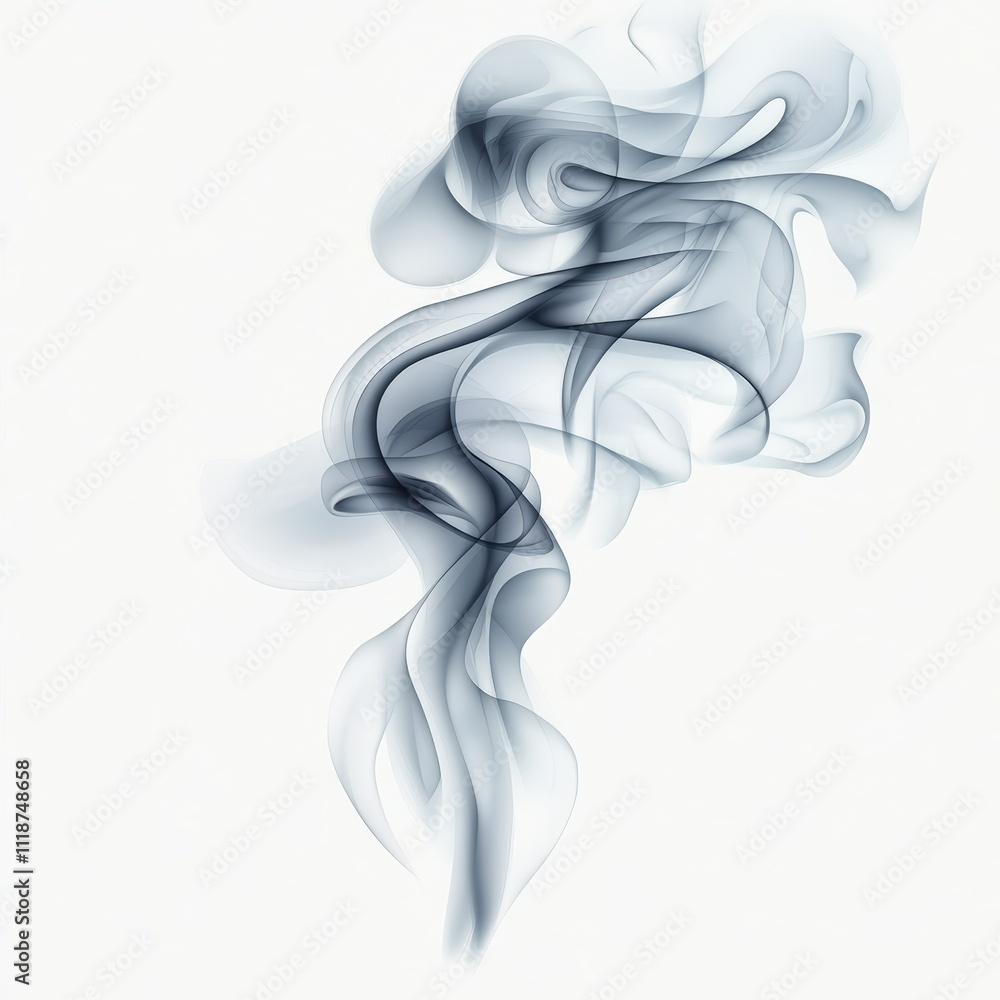 Abstract swirling smoke plumes graceful flowing ethereal waves dark gray fog or mist isolated on white background pollution vapor or steam design element for backgrounds textures and overlays Abstract swirling smoke plumes graceful flowing ethereal waves dark gray fog or mist isolated on white background pollution vapor or steam design element for backgrounds textures and overlays