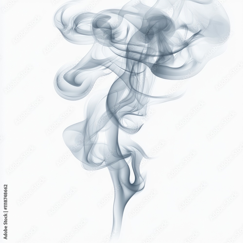 Abstract smoke art flowing movement grey color swirl on white background pollution vapor steam shape smooth misty texture design decorative fog aromatherapy scent fragrant swirling incense concept Abstract smoke art flowing movement grey color swirl on white background pollution vapor steam shape smooth misty texture design decorative fog aromatherapy scent fragrant swirling incense concept