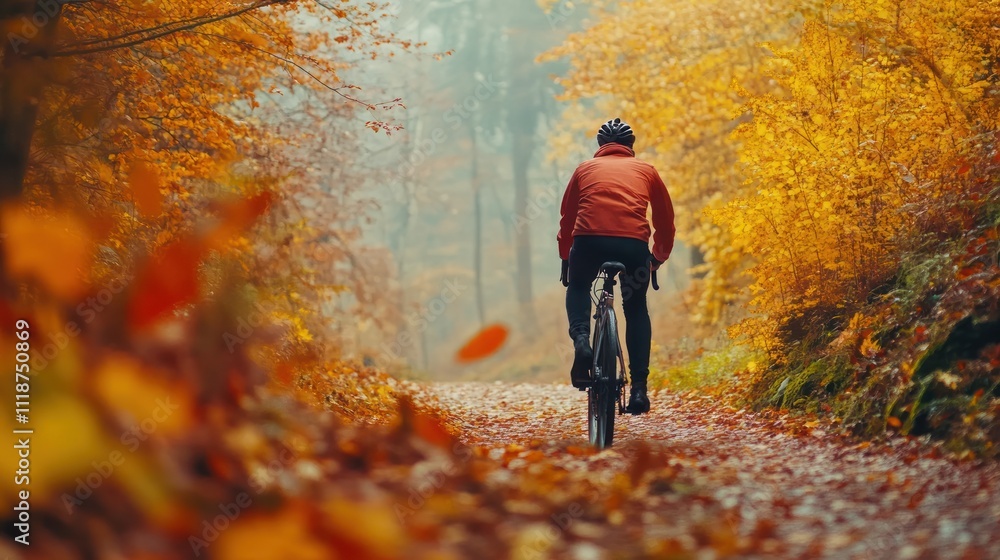 Cycling Through Autumn Forest Cycling Through Autumn Forest