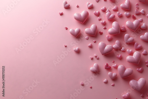 A soft pink gradient Valentine’s Day background with delicate floating hearts, leaving the center open for text, perfect for romantic designs or messages. 