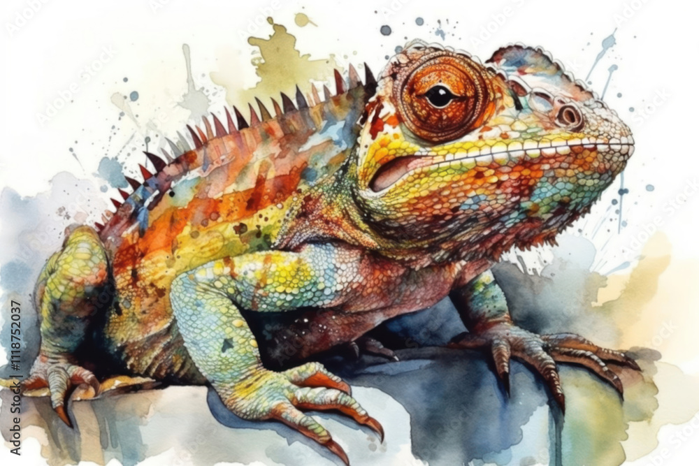 Obraz premium chameleon watercolor,., watercolor style, 