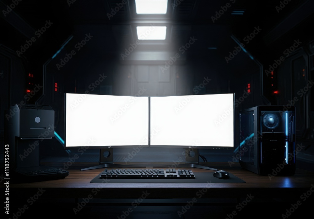 Naklejka premium Modern computer,laptop with blank screen background.