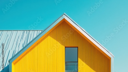 Yellow House with Blue Sky