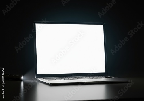 Modern computer,laptop with blank screen background.