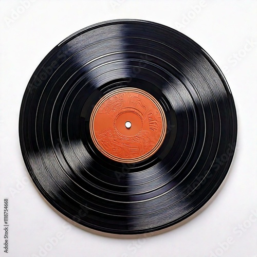 Closeup von einer Schallplatte mit Lichtreflexionen über weißem Hintergrund