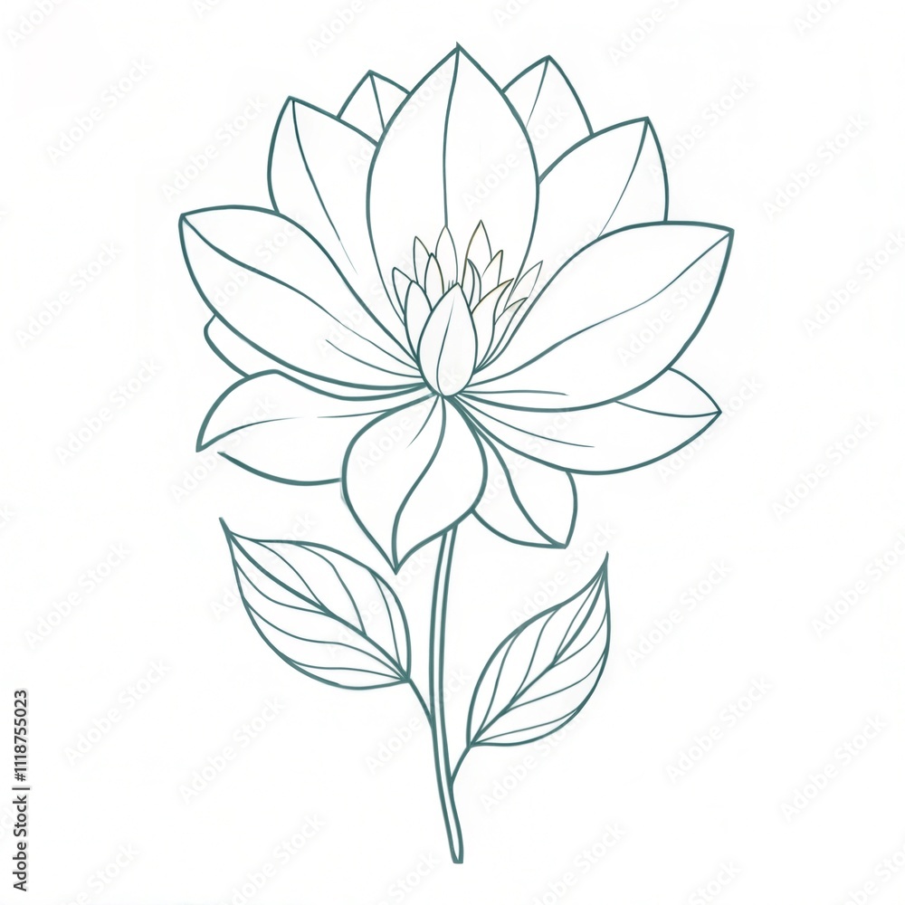 Simple Lotus Flower Illustration with Symmetrical Petals and Stamen Simple Lotus Flower Illustration with Symmetrical Petals and Stamen