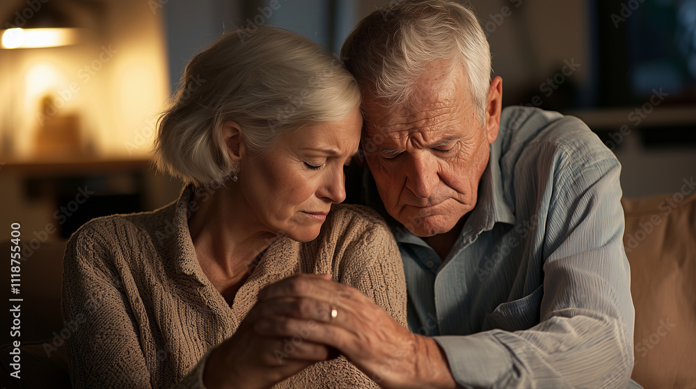Tender Moment Between Caring Wife and Sad Husband Tender Moment Between Caring Wife and Sad Husband