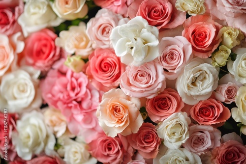 Vibrant assortment of colorful roses arranged beautifully for a floral display