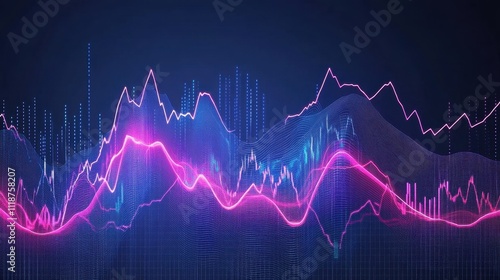 Abstract visualization of data trends with vibrant colors and dynamic lines.