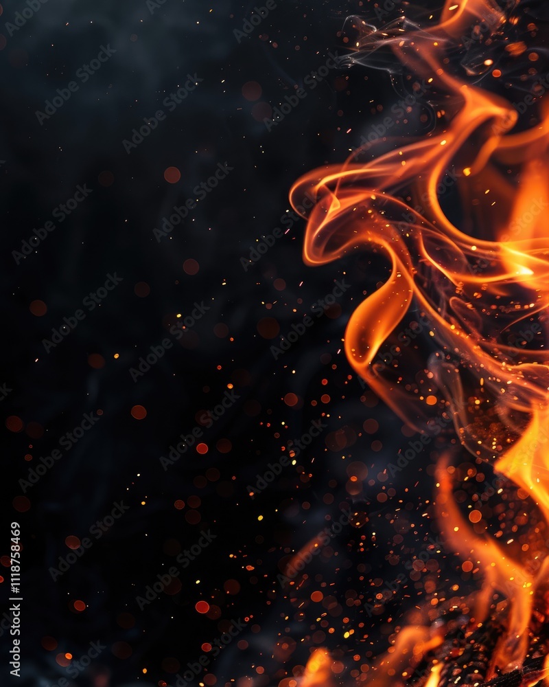 Stunning burning fire wallpaper background in dark night with black background ai generated Stunning burning fire wallpaper background in dark night with black background ai generated