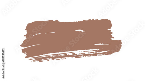 Mocha Mousse color ink brush stroke grunge texture textbox. Charcoal shape irregular stain on white background. Abstract simple rectangular splash
