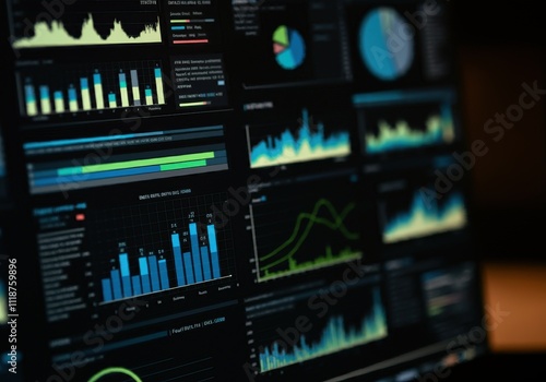 Data analysis science and big data with AI technology. Analyst or Scientist uses a computer and dashboard for analysis of information on complex data sets on computer. Insights development