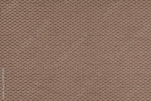 Plain brown jacquard upholstery fabric, satin material with woven structure, pattern texture background. Close up, macro cloth textile surface. Wallpaper, backdrop with copy space