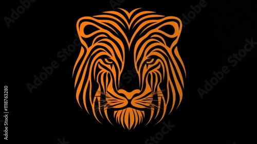 Minimalist lion face created with simple lines, embodying strength and confidence. photo