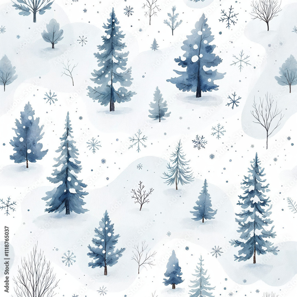 Obraz premium Watercolor seamless pattern for winter and Christmas