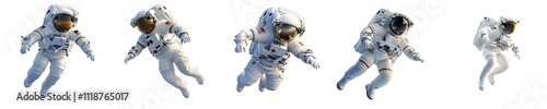 astronaut levitating - 3d Set on transparent background PNG file