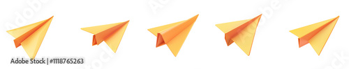 origami paper plane - 3d Set on transparent background PNG file photo