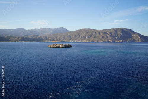 shore and harbour of a greek island in the Dodecanese photo