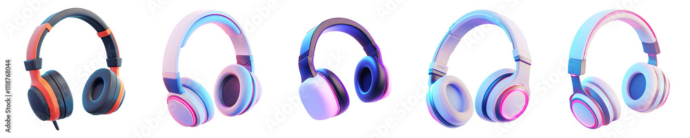 headphones - 3d Set on transparent background PNG file headphones - 3d Set on transparent background PNG file