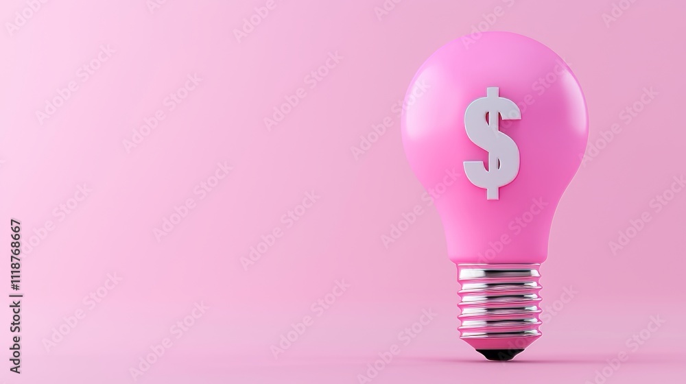 An innovative marketing ideas illustration depicted as a pink lightbulb with a dollar sign in a flat design style. An innovative marketing ideas illustration depicted as a pink lightbulb with a dollar sign in a flat design style.
