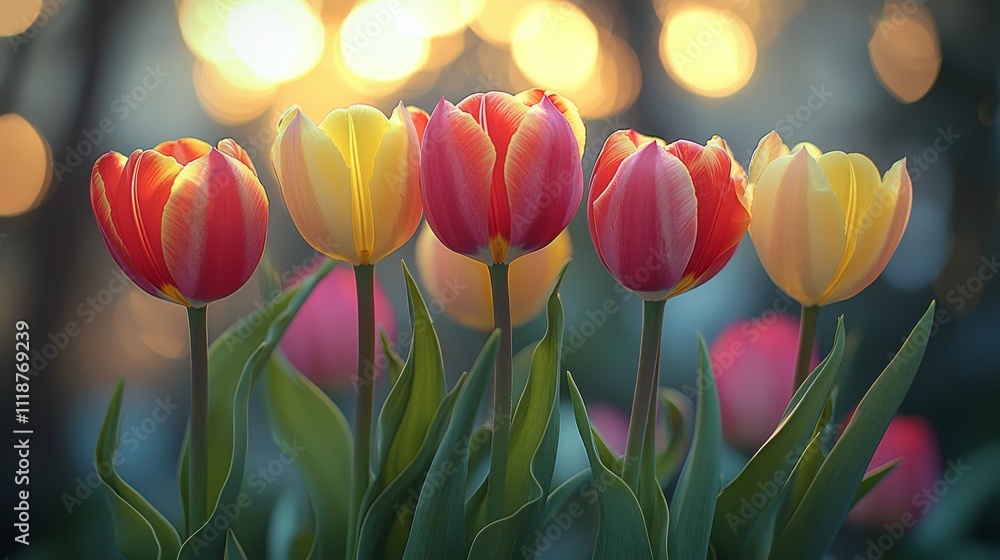 Inventory: A banner featuring spring flowers, specifically a bouquet of red and pink tulips. Inventory: A banner featuring spring flowers, specifically a bouquet of red and pink tulips.