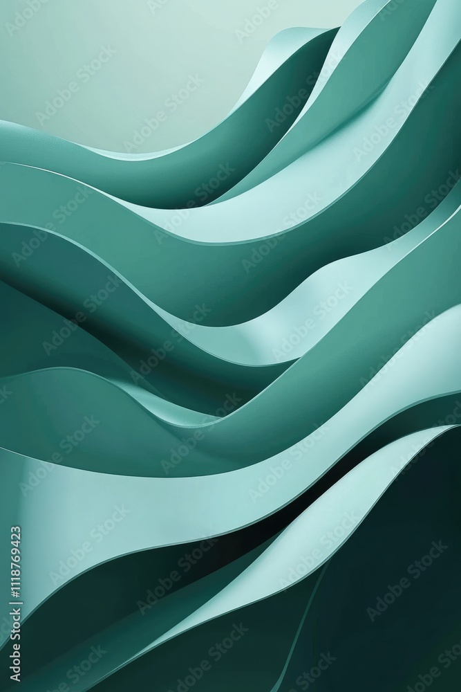 Luxurious Dark Green Wave Illustration with 3D Curves and Elegant Depth Luxurious Dark Green Wave Illustration with 3D Curves and Elegant Depth