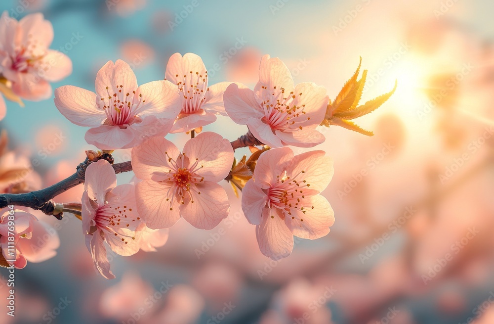 A horizontal banner showcasing pink sakura blossoms on a sunny backdrop. A stunning spring nature background with a flowering sakura branch, capturing the essence of Japan's cherry blossom season. A horizontal banner showcasing pink sakura blossoms on a sunny backdrop. A stunning spring nature background with a flowering sakura branch, capturing the essence of Japan's cherry blossom season.