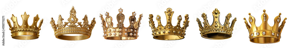 golden crown - 3d Set on transparent background PNG file golden crown - 3d Set on transparent background PNG file