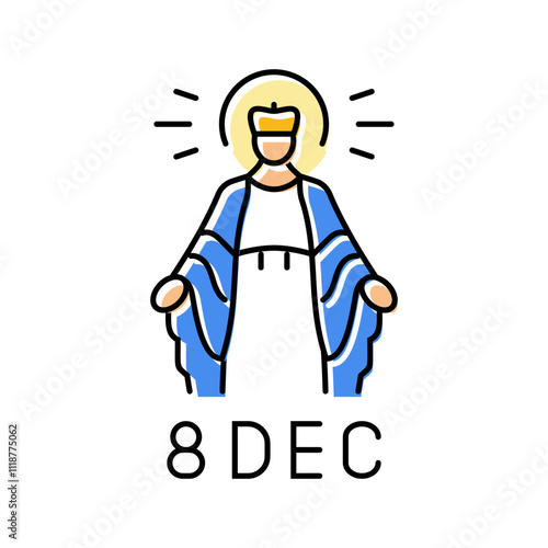 immaculate conception feast catholic holiday color icon vector. immaculate conception feast catholic holiday sign. isolated symbol illustration