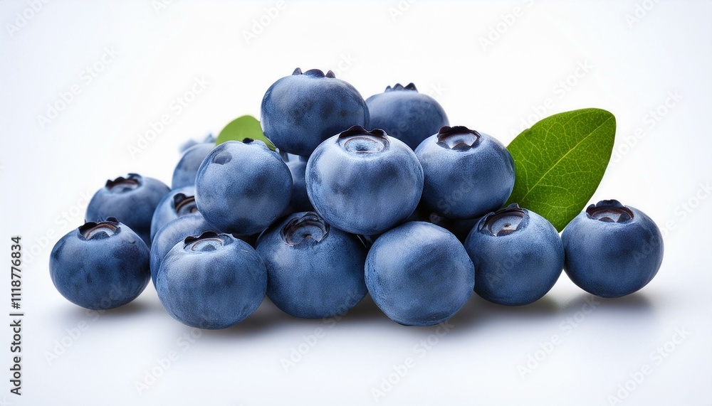 A pile of fresh blueberries with green leaves. Healthy and delicious! A pile of fresh blueberries with green leaves. Healthy and delicious!