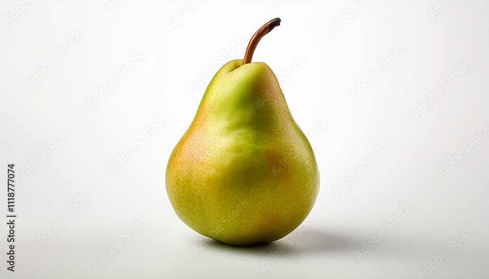 A single ripe pear on a white background. A vibrant, healthy fruit. A single ripe pear on a white background. A vibrant, healthy fruit.