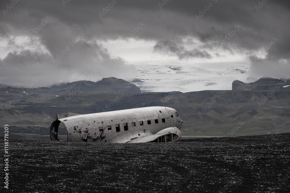 Abandoned plane wreck of the US Navy in Iceland
