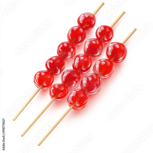 Candied hawthorn skewers glisten with bright red syrup, adding festive cheer at a Chinese New Year Lantern Festival