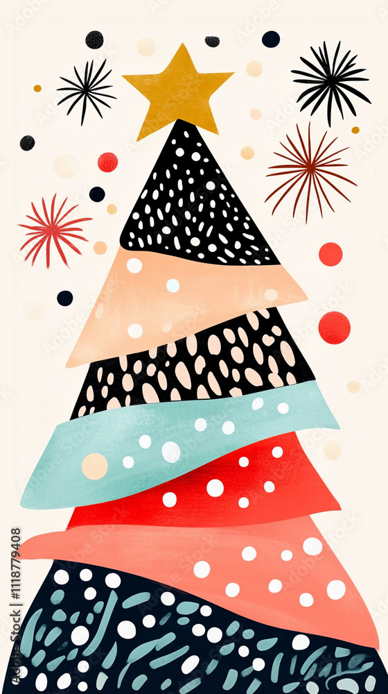 Obraz premium Abstract creative doodle Christmas tree