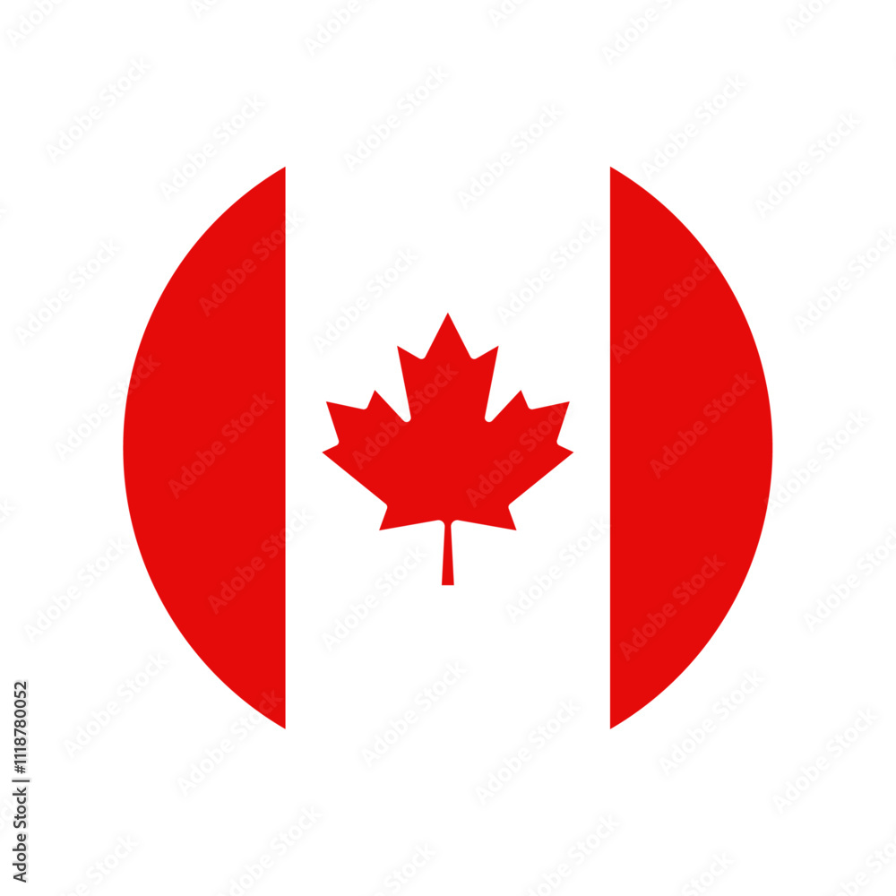 Obraz premium Round Canada flag icon