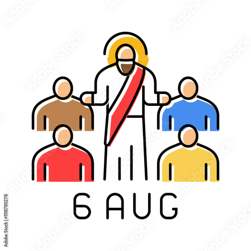 transfiguration of jesus feast catholic holiday color icon vector. transfiguration of jesus feast catholic holiday sign. isolated symbol illustration