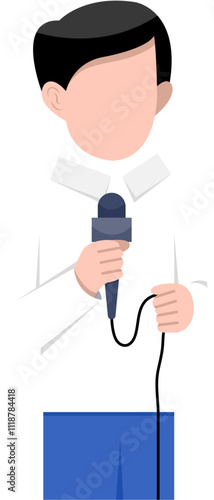 Flat Character Of Male Reporter